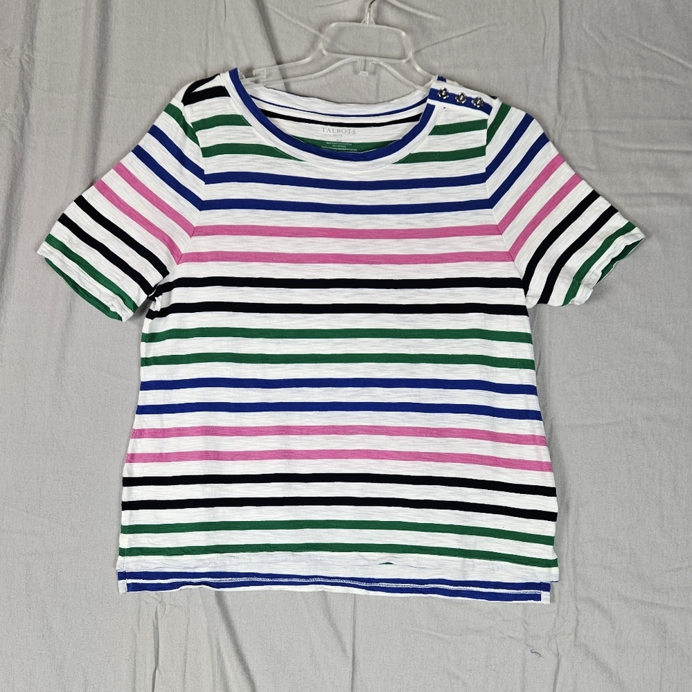 Talbots Striped Petite T-Shirt - Multicolor XlP